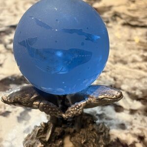 Blue Whale Globe with Pewter Tripod Stand
